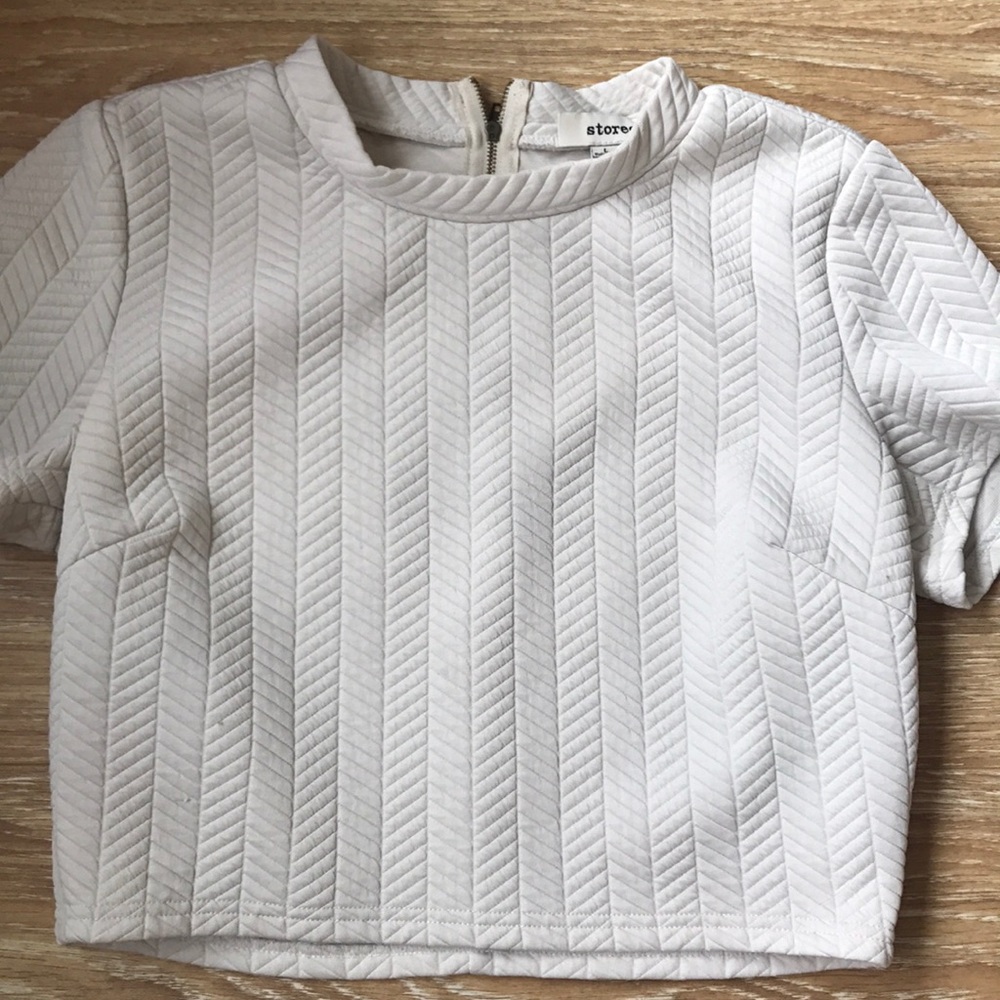 Stitched white crop top